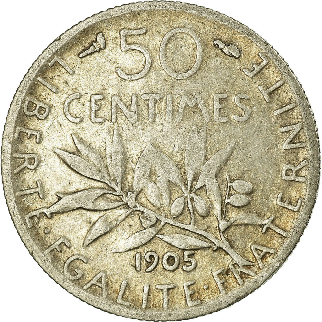 Monnaie, France, Semeuse, 50 Centimes, 1905, Paris, TB, Argent, Gadoury:420