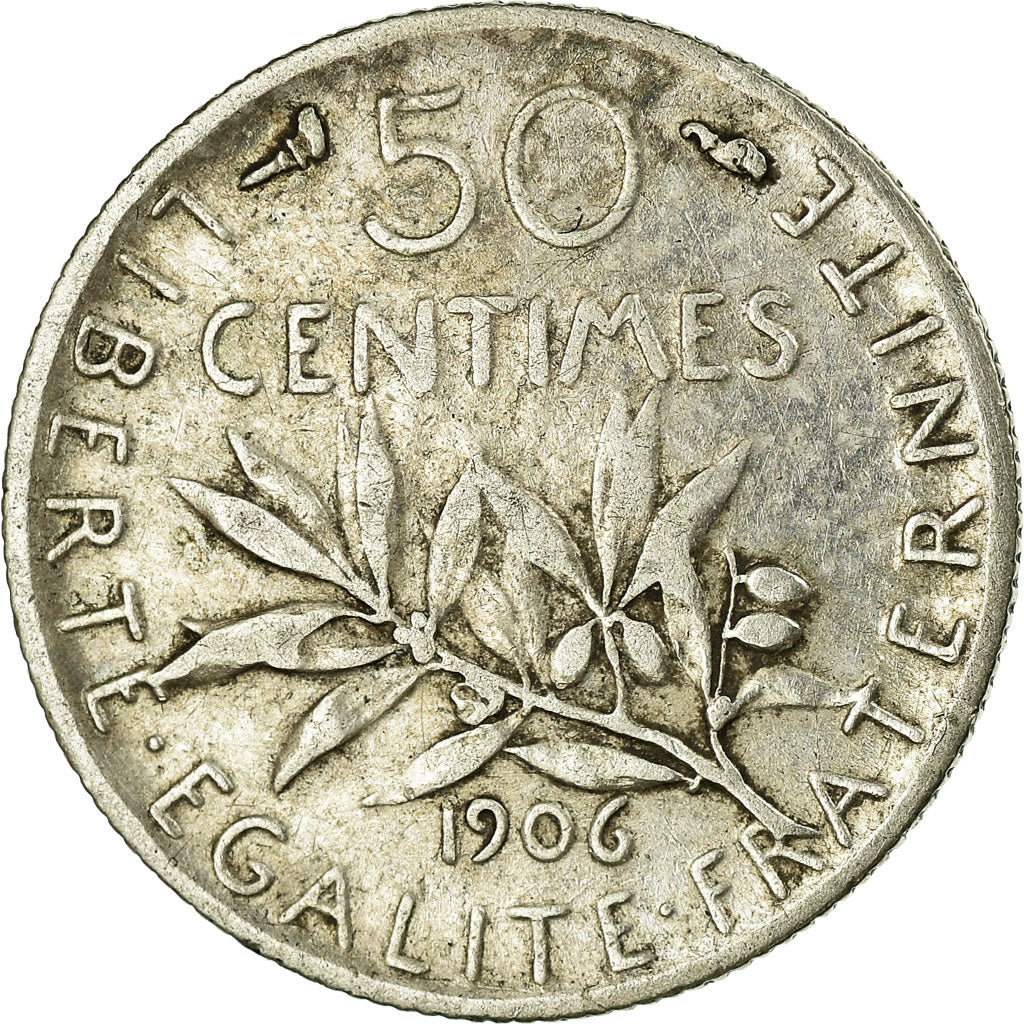 Monnaie, France, Semeuse, 50 Centimes, 1906, Paris, TB+, Argent, Gadoury:420