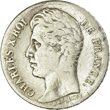 Moneda, Francia, Charles X, 1/2 Franc, 1828, Paris, BC+, Plata, KM:723.1