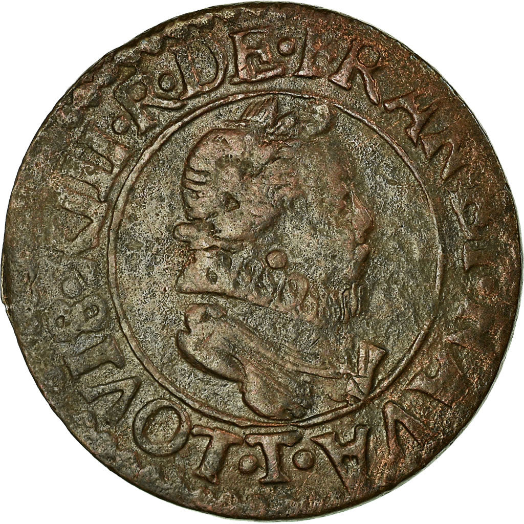 Moneta, Francja, Louis XIII, Double tournois, buste enfantin, Double Tournois