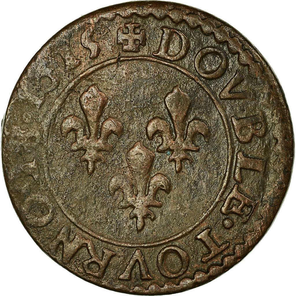 Moneta, Francja, Louis XIII, Double tournois, buste enfantin, Double Tournois