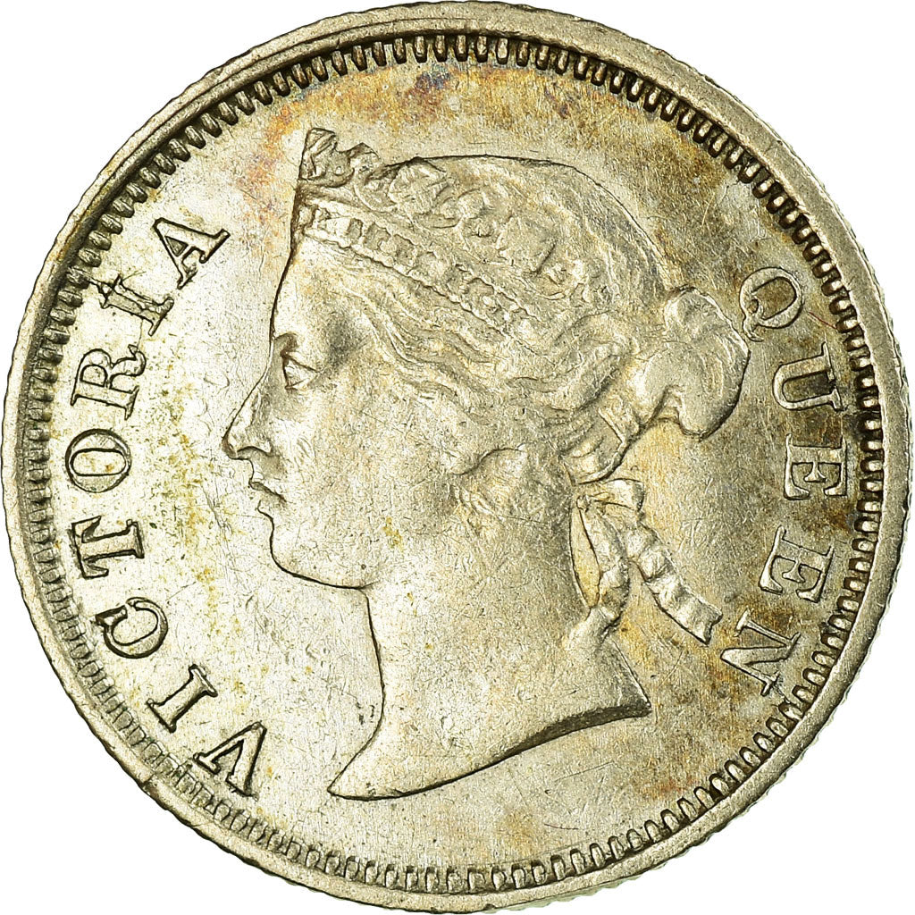 Moneda, Hong Kong, Victoria, 5 Cents, 1873, MBC, Plata, KM:5