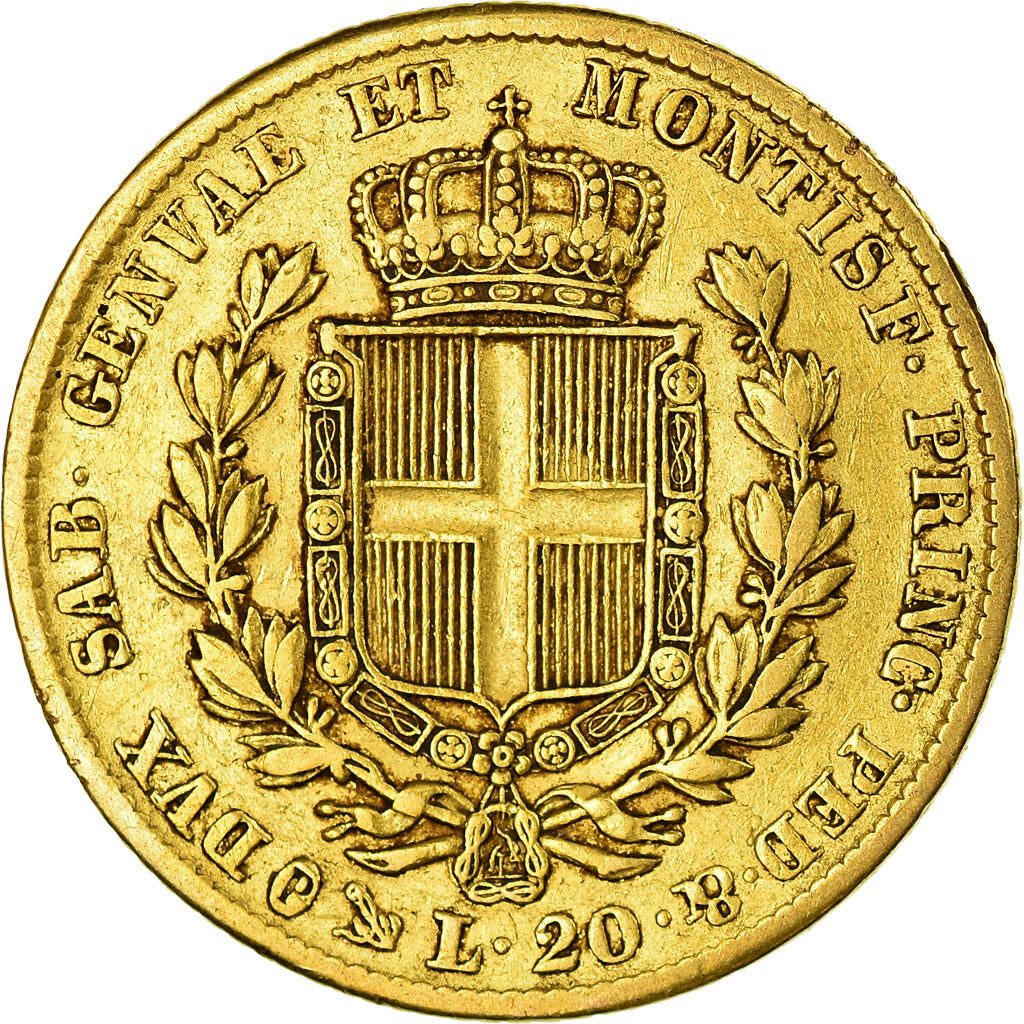 Munten, Italiaanse staten, SARDINIA, Carlo Alberto, 20 Lire, 1849, Genoa, ZF