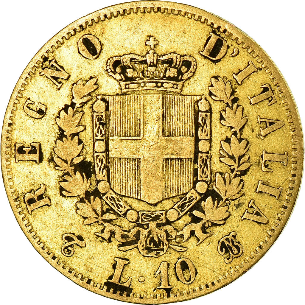 Moneda, Italia, Vittorio Emanuele II, 10 Lire, 1863, Torino, BC+, Oro, KM:9.3