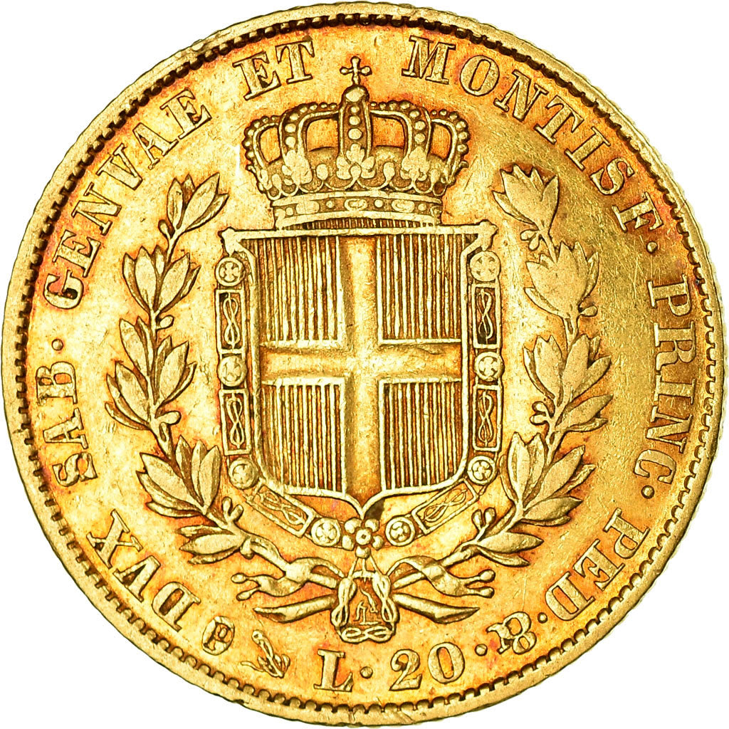 Moneda, Estados italianos, SARDINIA, Carlo Alberto, 20 Lire, 1841, Genoa, MBC