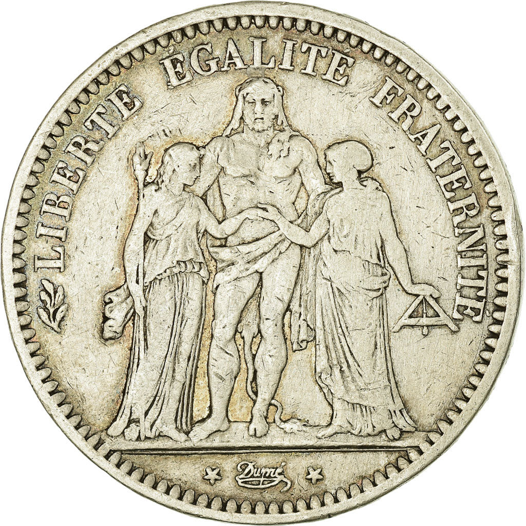Moneta, Francia, Hercule, 5 Francs, 1848, Bordeaux, MB+, Argento, KM:756.4