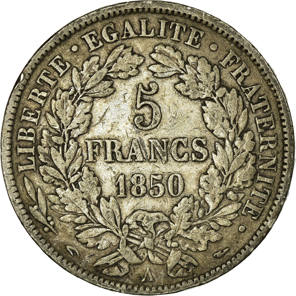 Coin, France, Cérès, 5 Francs, 1850, Paris, VF(30-35), Silver, KM:761.1