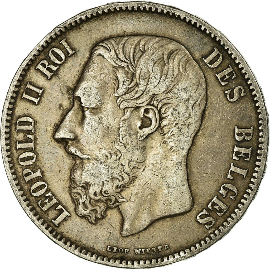 Coin, Belgium, Leopold II, 5 Francs, 5 Frank, 1869, EF(40-45), Silver, KM:24