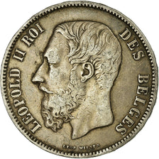 Coin, Belgium, Leopold II, 5 Francs, 5 Frank, 1869, EF(40-45), Silver, KM:24