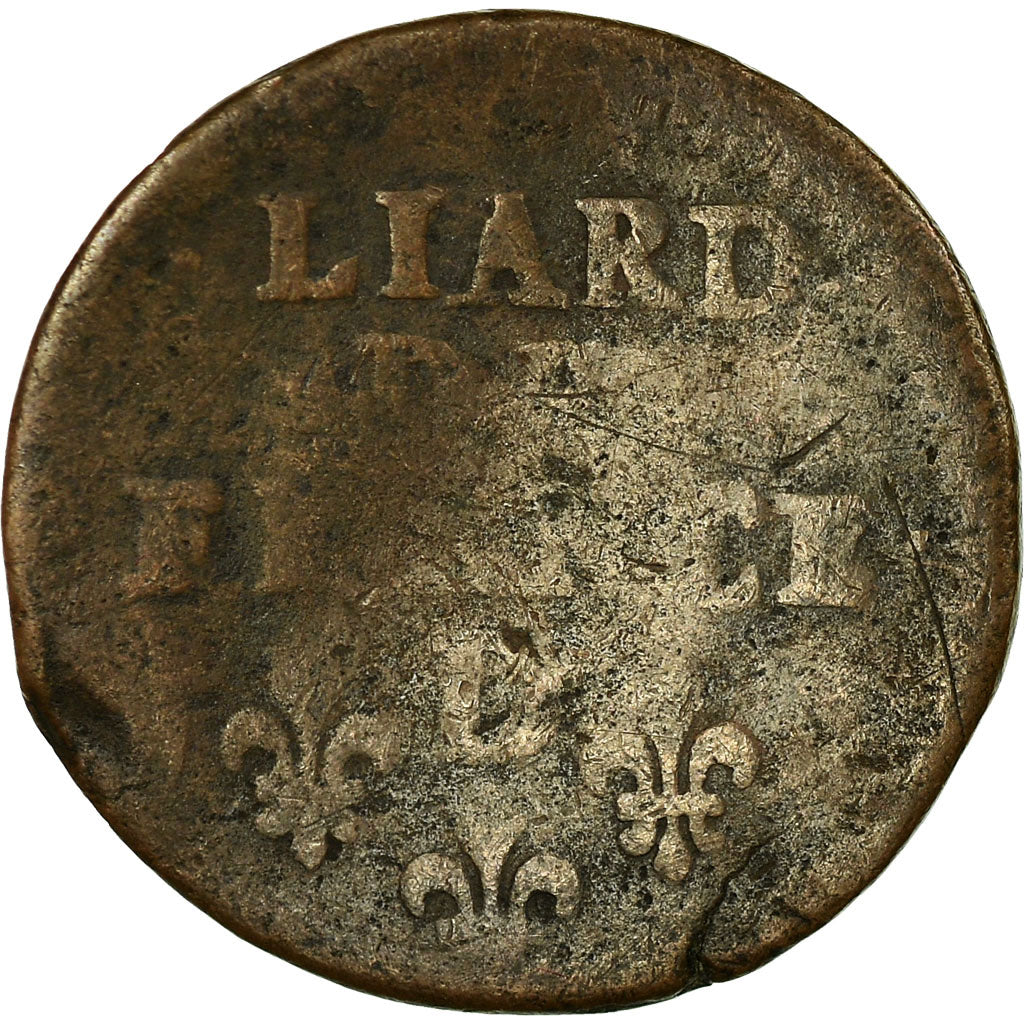 Moeda, França, Louis XIV, Liard de France au buste juvénile, deuxième type