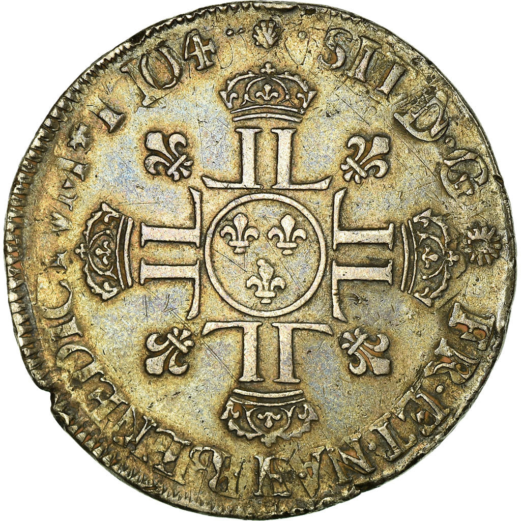 Moneta, Francja, Louis XIV, 1/2 Écu aux 8L 2e type, 1/2 ECU, 45 Sols, 1704