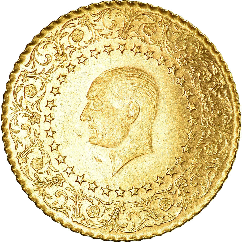 Munten, Turkije, Mustafa Kemal Atatürk, 25 Kurush, 1968, Istanbul, PR+, Goud