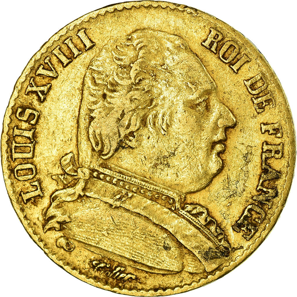 Moneda, Francia, Louis XVIII, Louis XVIII, 20 Francs, 1814, Paris, MBC, Oro