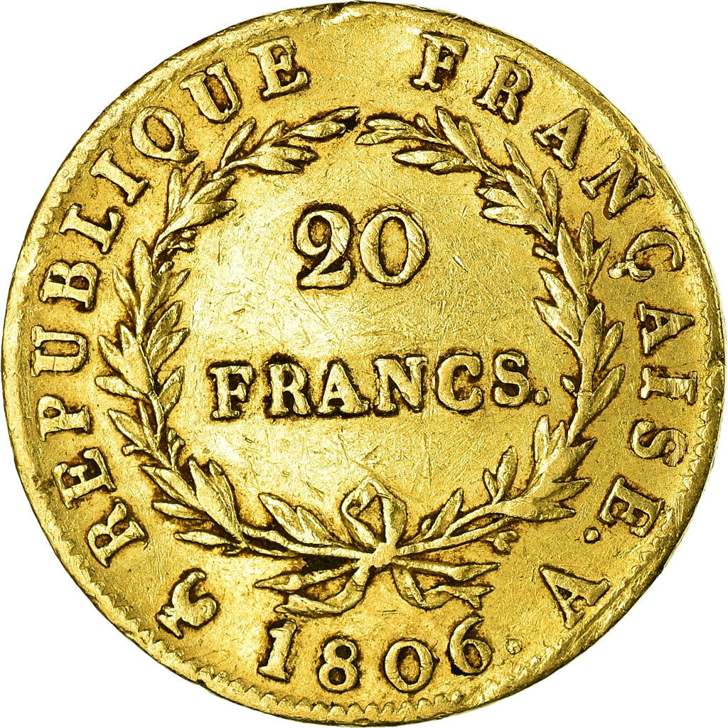 Moneda, Francia, Napoléon I, 20 Francs, 1806, Paris, MBC, Oro, KM:674.1