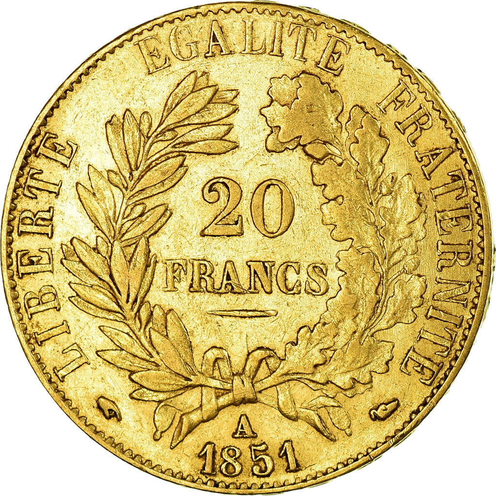 Coin, France, Cérès, 20 Francs, 1851, Paris, EF(40-45), Gold, KM:762