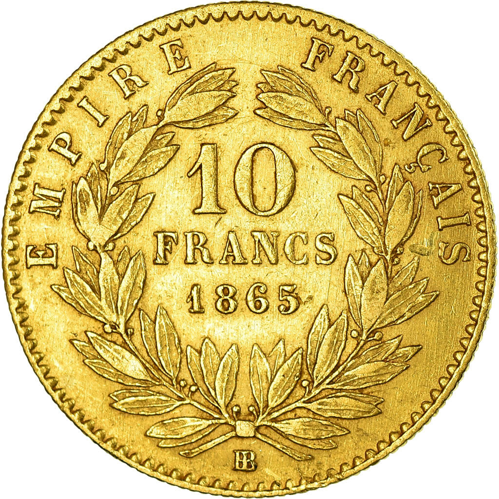 Monnaie, France, Napoleon III, Napoléon III, 10 Francs, 1865, Strasbourg, TTB