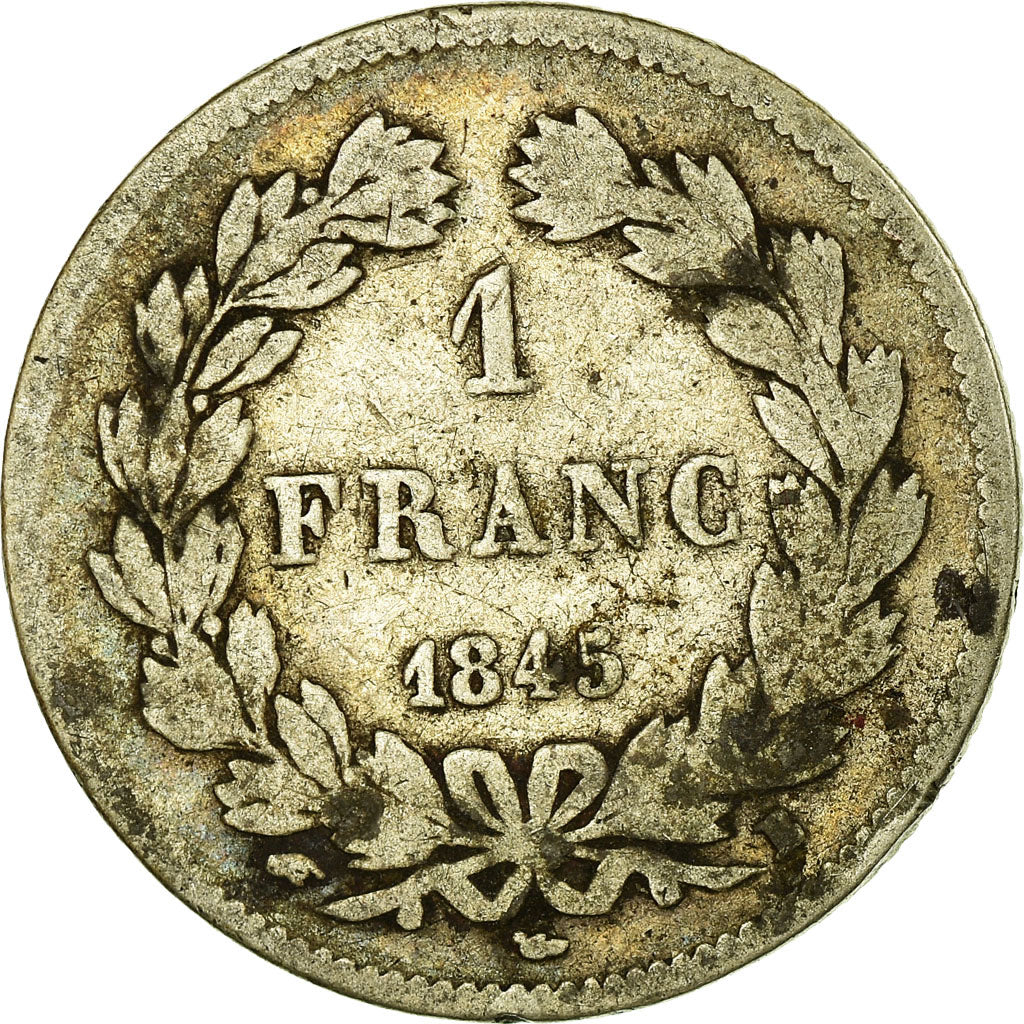 Coin, France, Louis-Philippe, Franc, 1845, Rouen, VG(8-10), Silver, KM:748.2