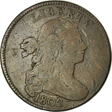 Coin, United States, Draped Bust Cent, Cent, 1802, U.S. Mint, VG(8-10), Copper