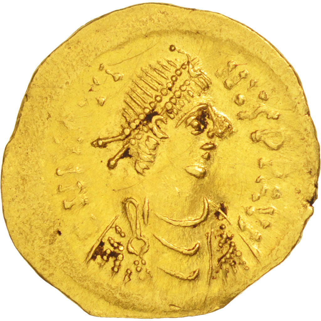 Justin II, Tremissis, 565-578 AD, Constantinople, Gold, Sear:353