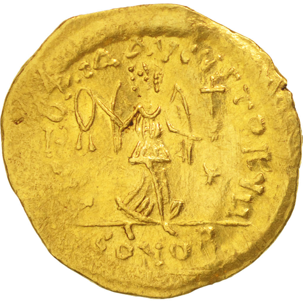 Justin II, Tremissis, 565-578 AD, Constantinople, Gold, Sear:353