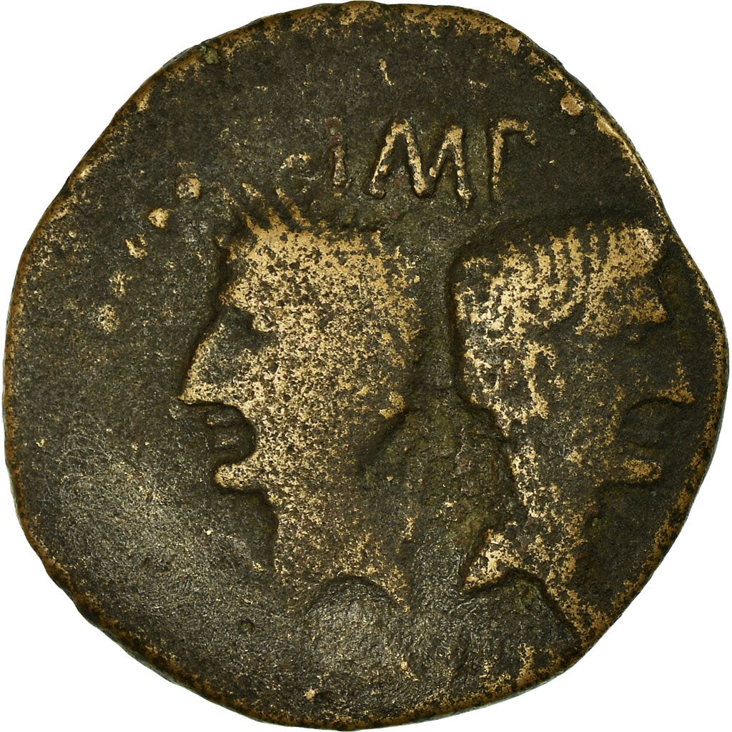 Coin, Augustus & Agrippa, As, 16-10 BC, Nîmes, VF(20-25), Bronze, RIC:157
