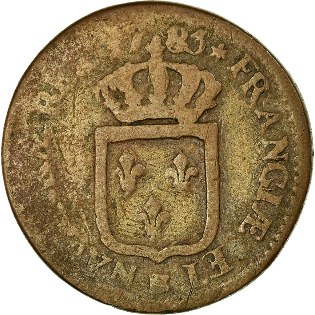Moeda, França, Louis XVI, Sol ou sou, Sol, 1785, Strasbourg, F(12-15), Cobre
