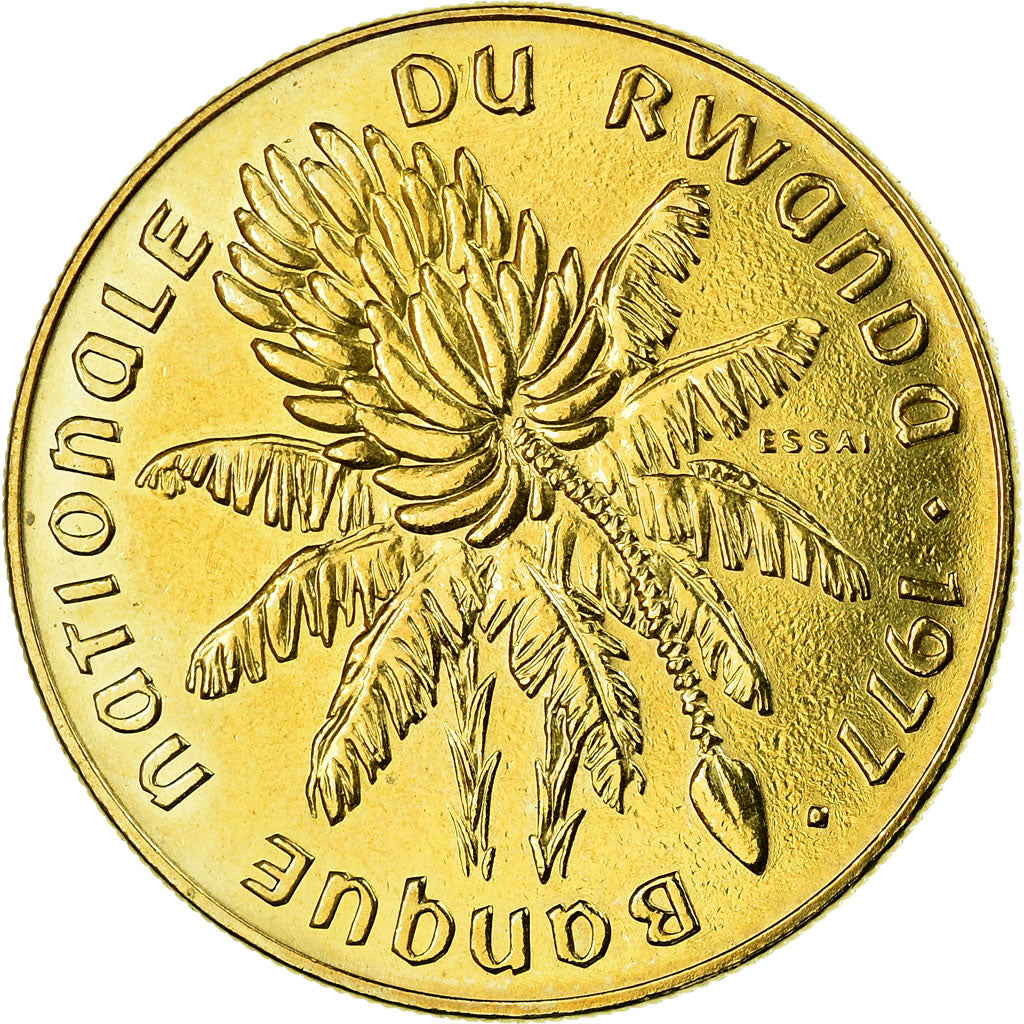Moneda, Ruanda, 20 Francs, 1977, Paris, ESSAI, SC, Latón, KM:E6