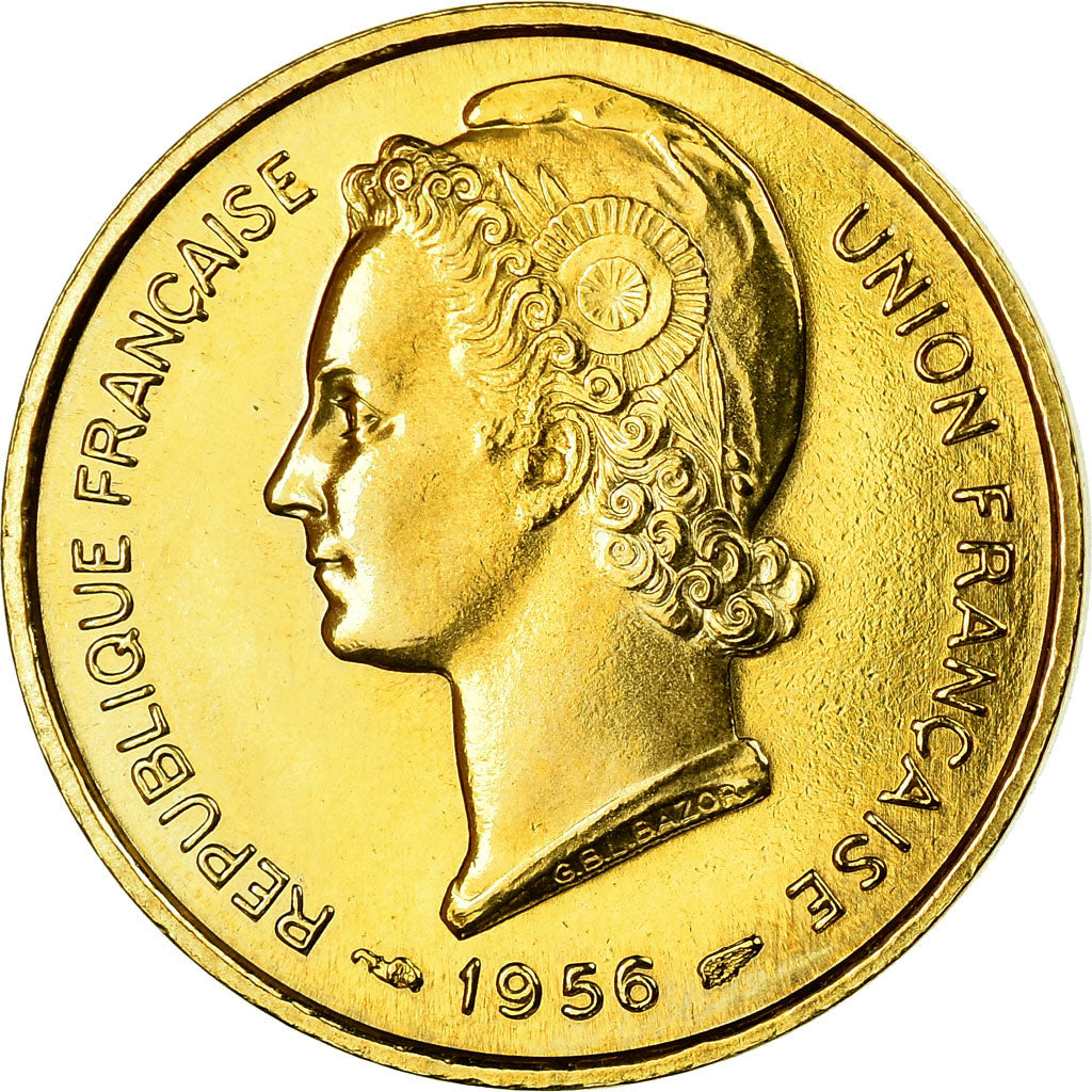 Coin, Togo, 10 Francs, 1956, Paris, ESSAI, MS(63), Aluminum-Bronze, KM:E7