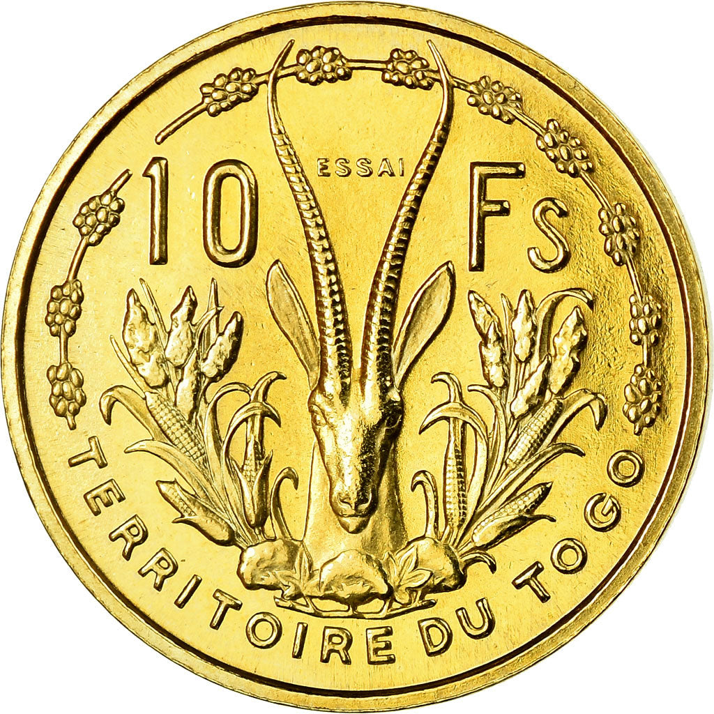 Coin, Togo, 10 Francs, 1956, Paris, ESSAI, MS(63), Aluminum-Bronze, KM:E7