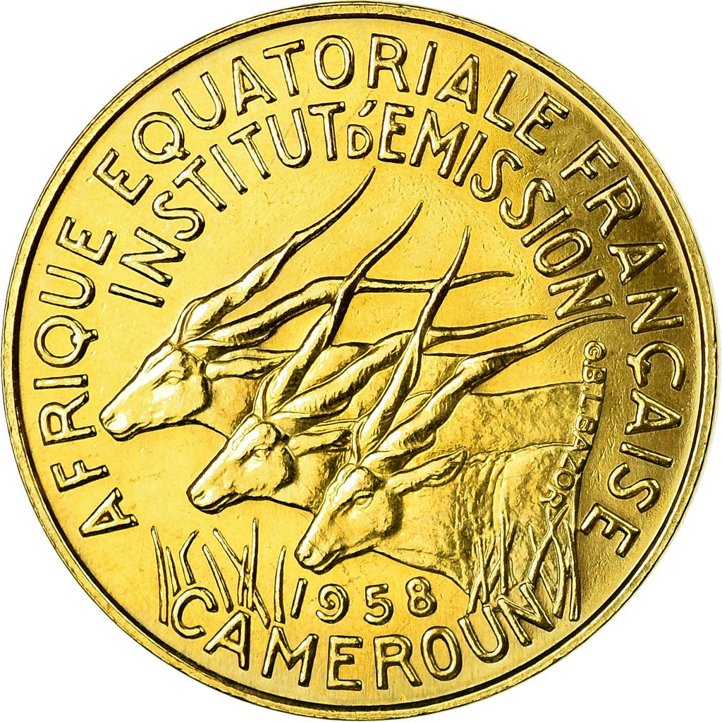 Coin, Cameroon, 10 Francs, 1958, Paris, ESSAI, MS(63), Aluminum-Bronze, KM:E8