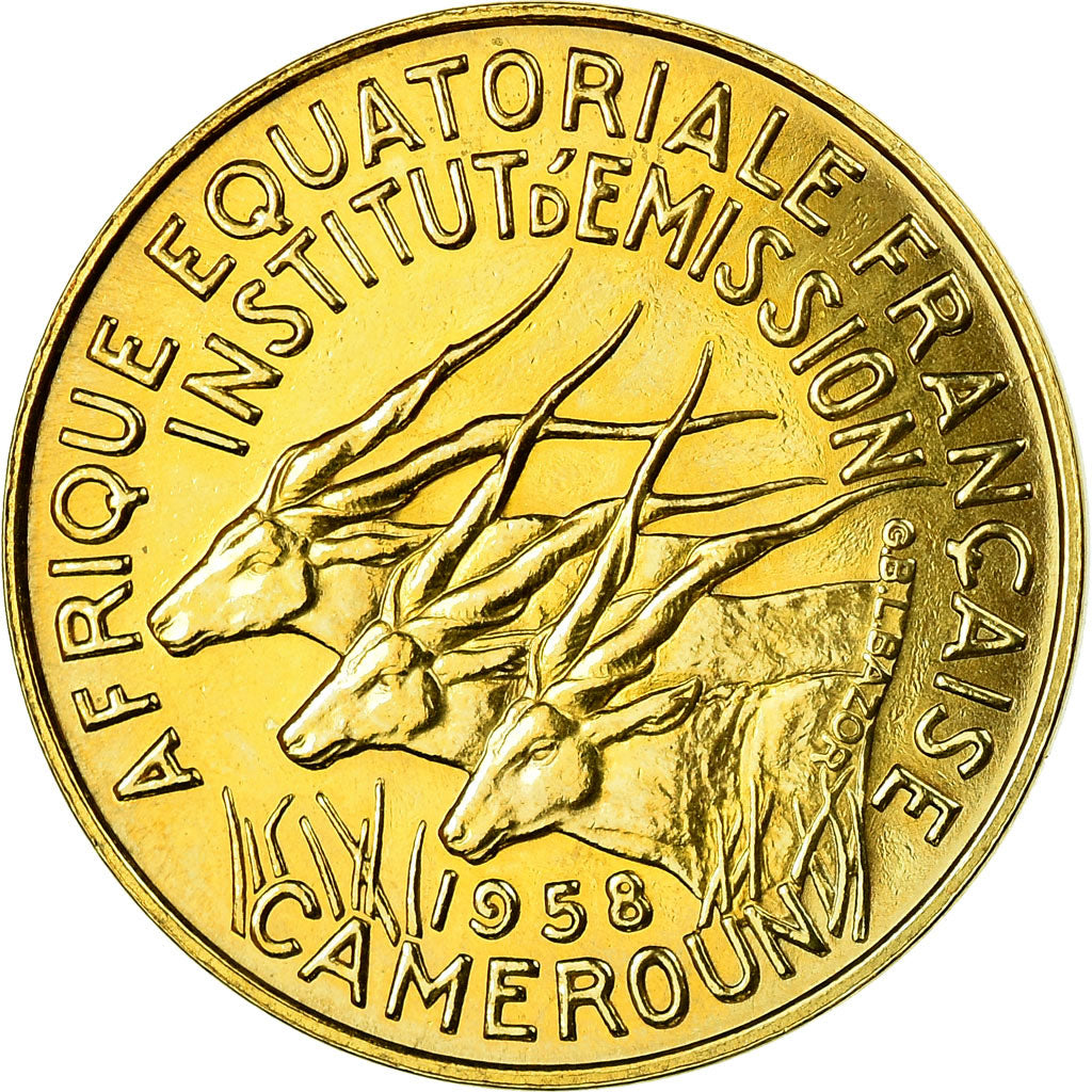 Coin, Cameroon, 10 Francs, 1958, Paris, ESSAI, MS(60-62), Aluminum-Bronze