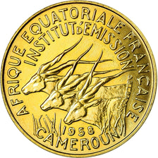 Coin, Cameroon, 10 Francs, 1958, Paris, ESSAI, MS(60-62), Aluminum-Bronze