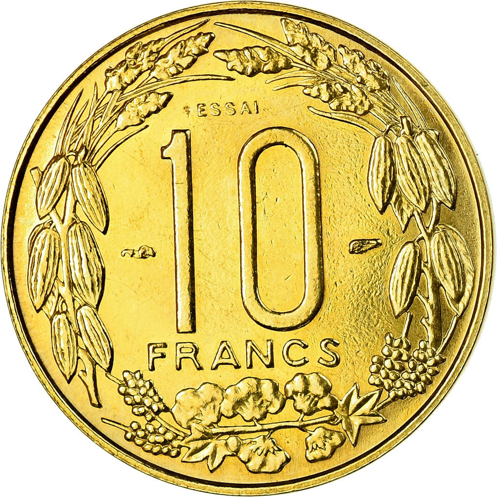 Coin, Cameroon, 10 Francs, 1958, Paris, ESSAI, MS(60-62), Aluminum-Bronze