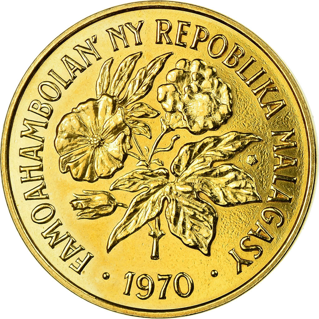 Coin, Madagascar, 20 Francs, 1970, Paris, ESSAI, MS(60-62), Aluminum-Bronze