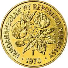 Coin, Madagascar, 20 Francs, 1970, Paris, ESSAI, MS(60-62), Aluminum-Bronze