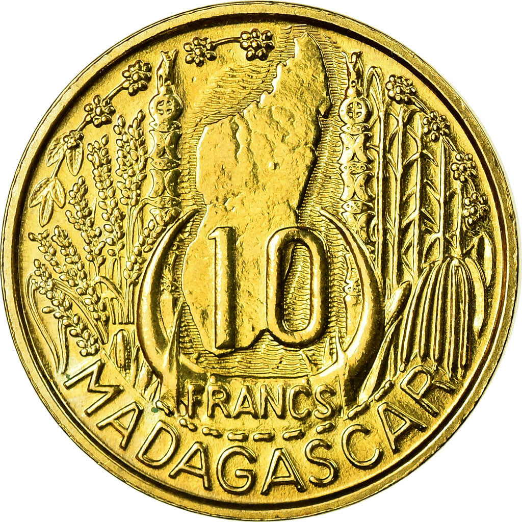 Coin, Madagascar, 10 Francs, 1953, Paris, ESSAI, AU(55-58), Aluminum-Bronze