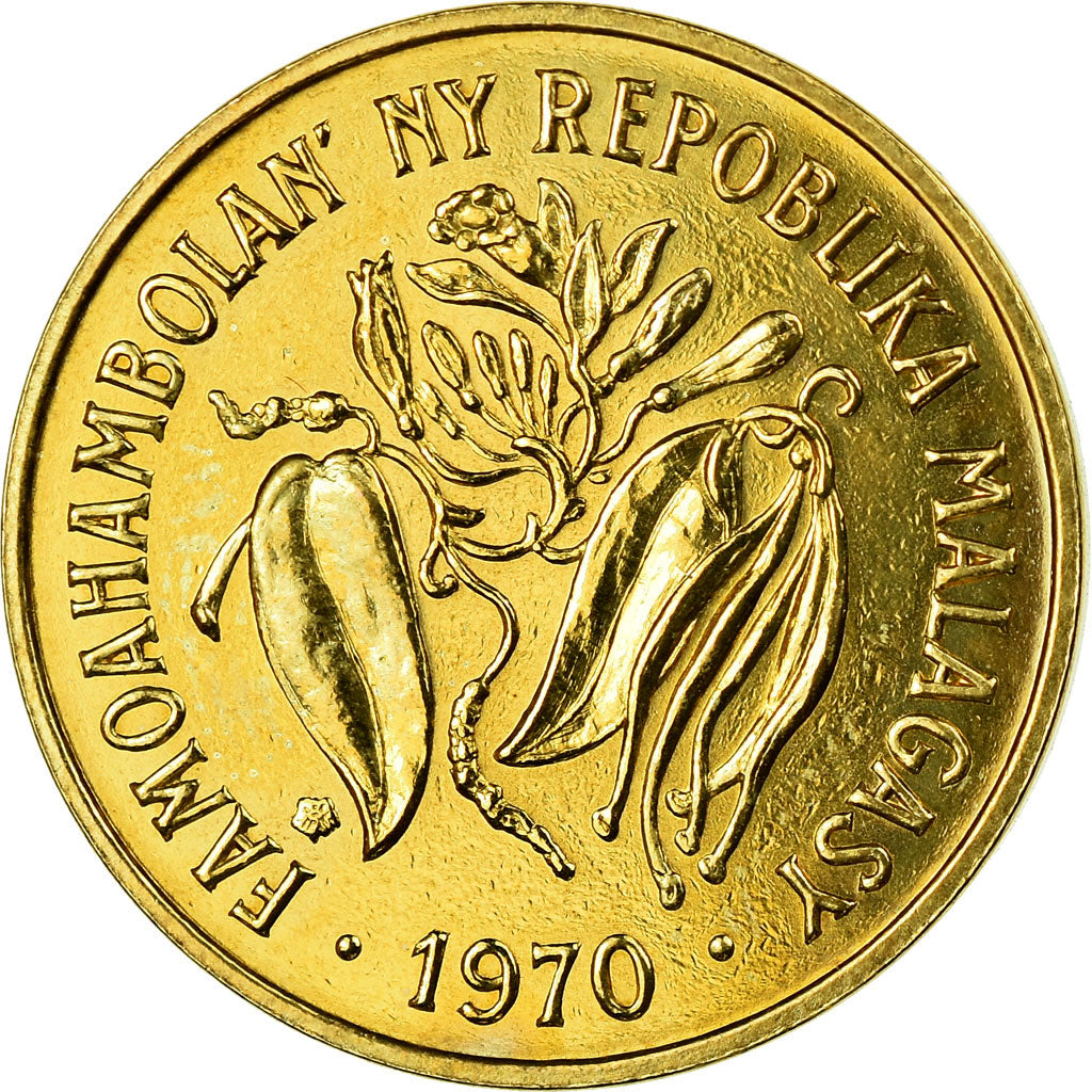 Coin, Madagascar, 10 Francs, 1970, Paris, ESSAI, MS(60-62), Aluminum-Bronze