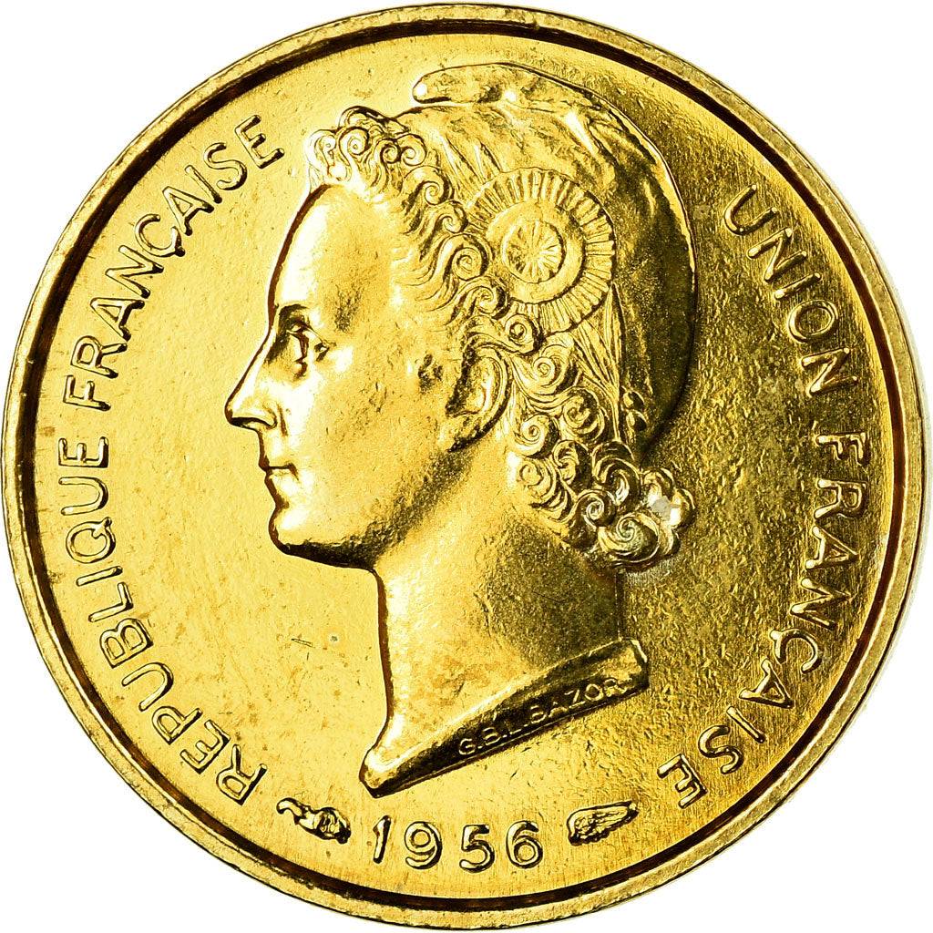 Coin, Togo, 5 Francs, 1956, Paris, ESSAI, MS(60-62), Aluminum-Bronze, KM:E6