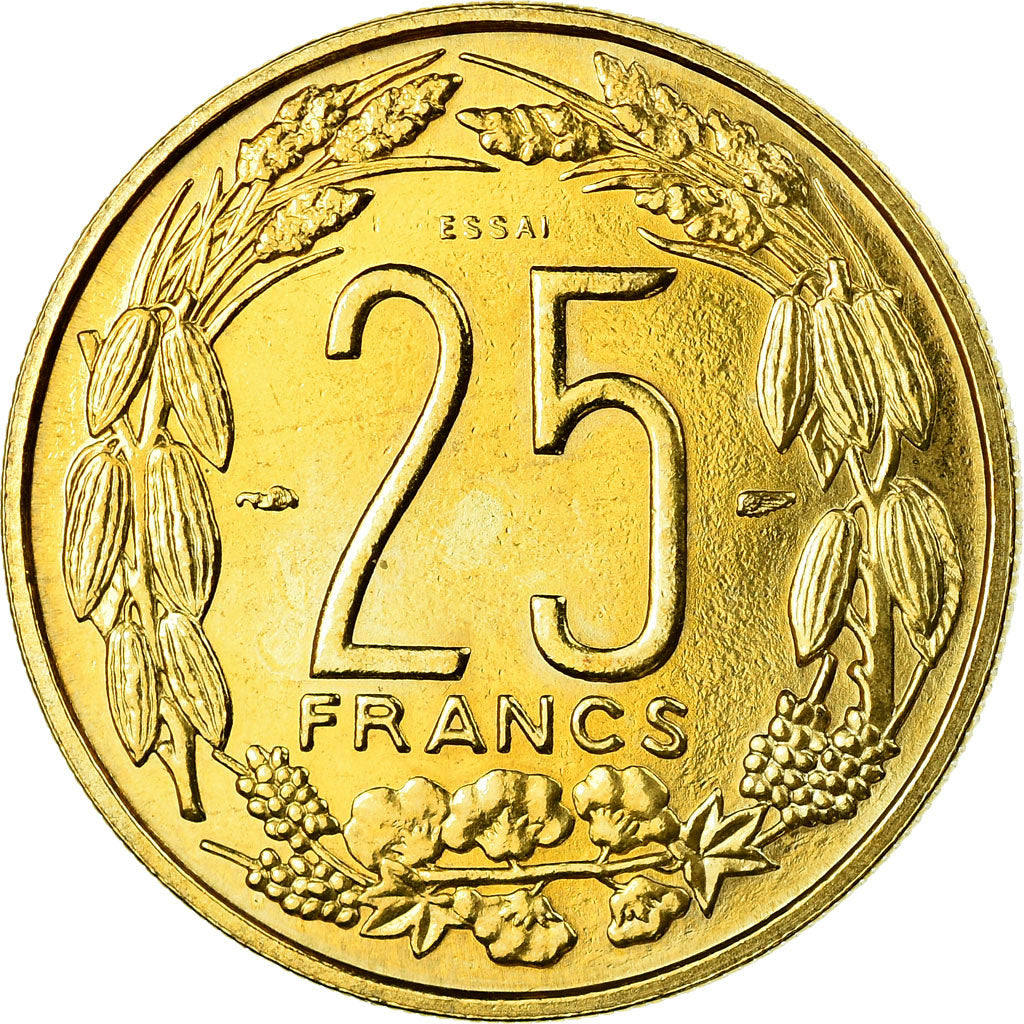 Coin, Cameroon, 25 Francs, 1958, Paris, ESSAI, MS(60-62), Aluminum-Bronze