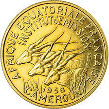 Coin, Cameroon, 25 Francs, 1958, Paris, ESSAI, MS(60-62), Aluminum-Bronze
