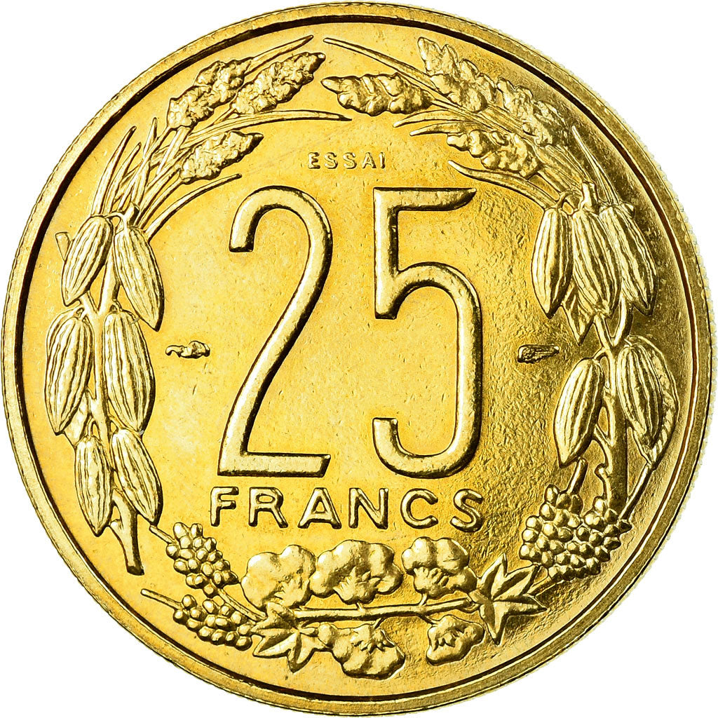 Coin, Cameroon, 25 Francs, 1958, Paris, ESSAI, MS(60-62), Aluminum-Bronze