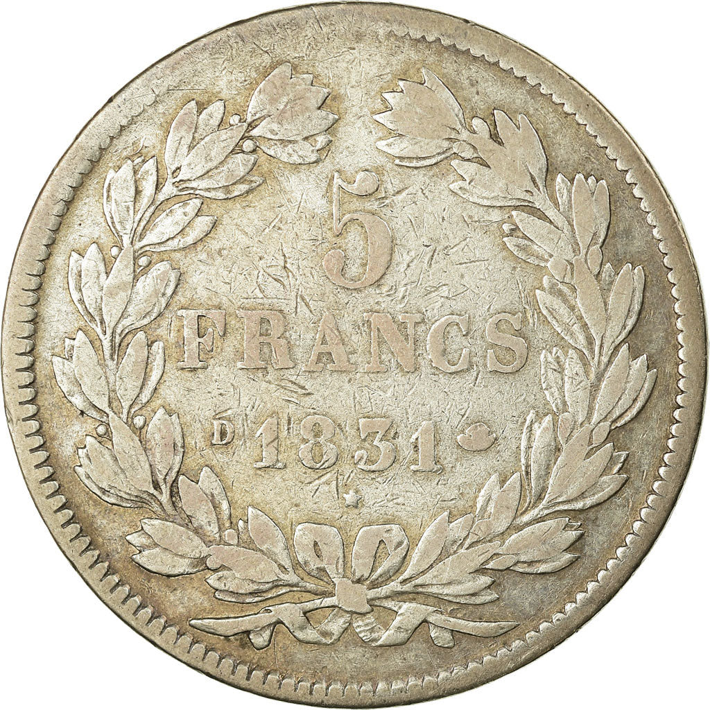 Monnaie, France, Louis-Philippe, 5 Francs, 1831, Lyon, TB, Argent, Gadoury:677a