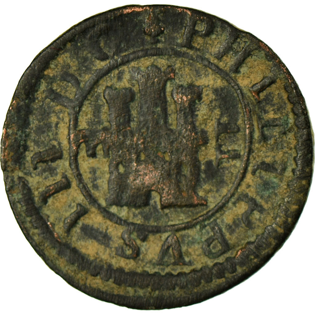 Monnaie, Espagne, Philip III, 2 Maravedis, 1603, Segovia, TB+, Bronze, KM:3.7