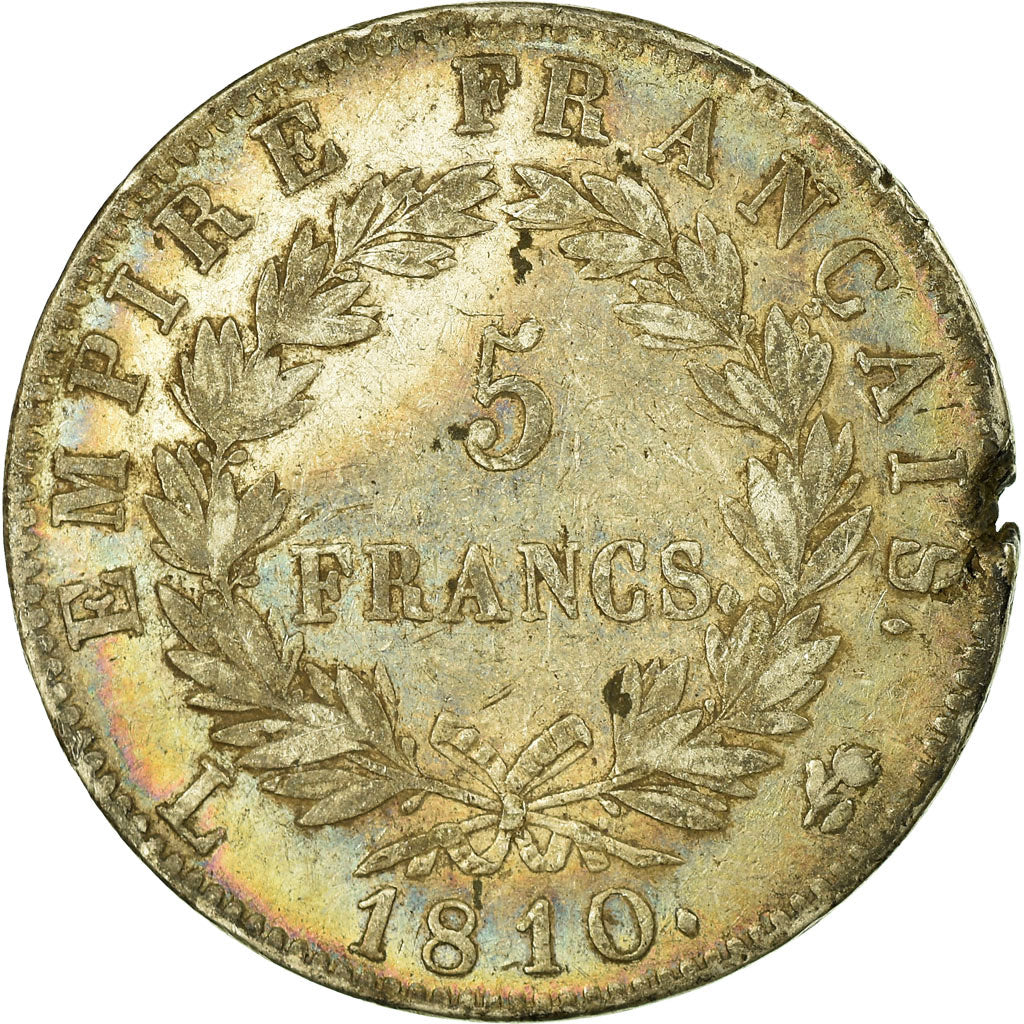 Moneta, Francja, Napoléon I, 5 Francs, 1810, Bayonne, VF(20-25), Srebro