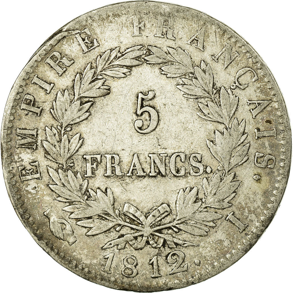 Moeda, França, Napoléon I, 5 Francs, 1812, Limoges, VF(30-35), Prata