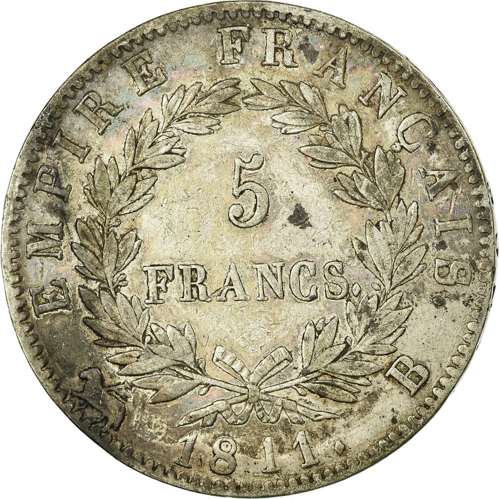 Coin, France, Napoléon I, 5 Francs, 1811, Rouen, EF(40-45), Silver, KM:694.2