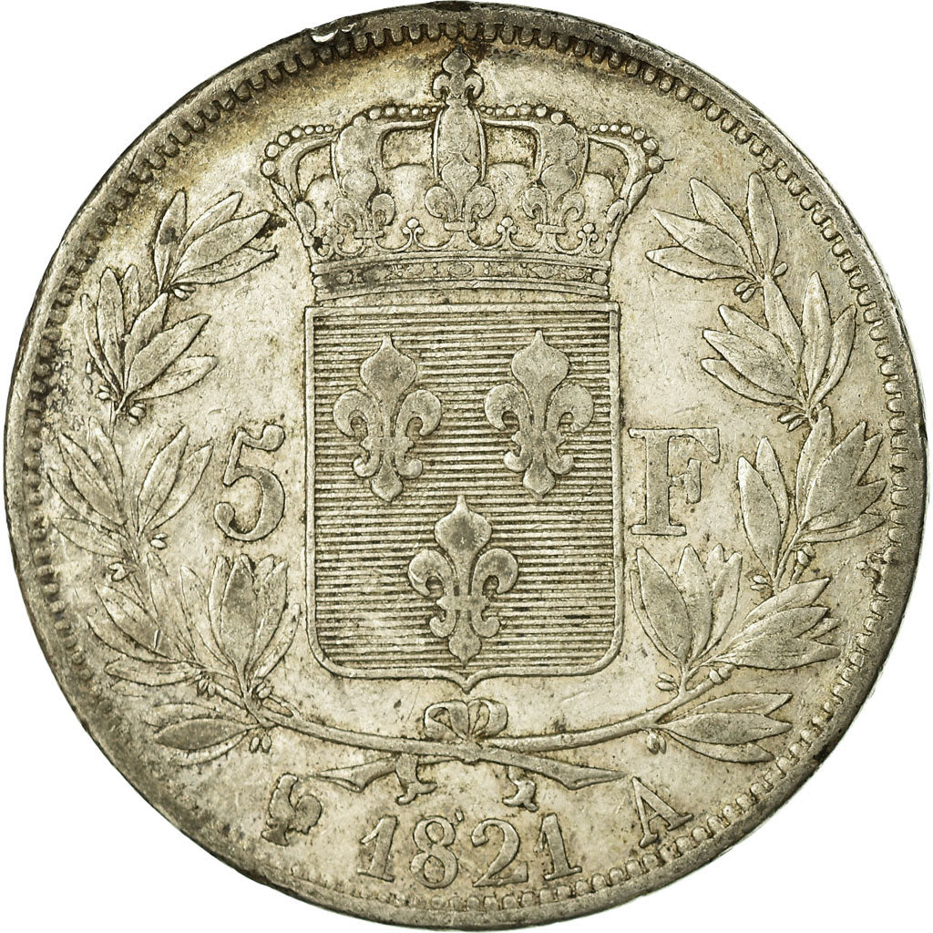 Moeda, França, Louis XVIII, Louis XVIII, 5 Francs, 1821, Paris, EF(40-45)
