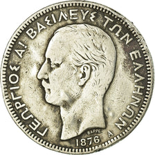 Coin, Greece, George I, 5 Drachmai, 1876, Paris, VF(20-25), Silver, KM:46