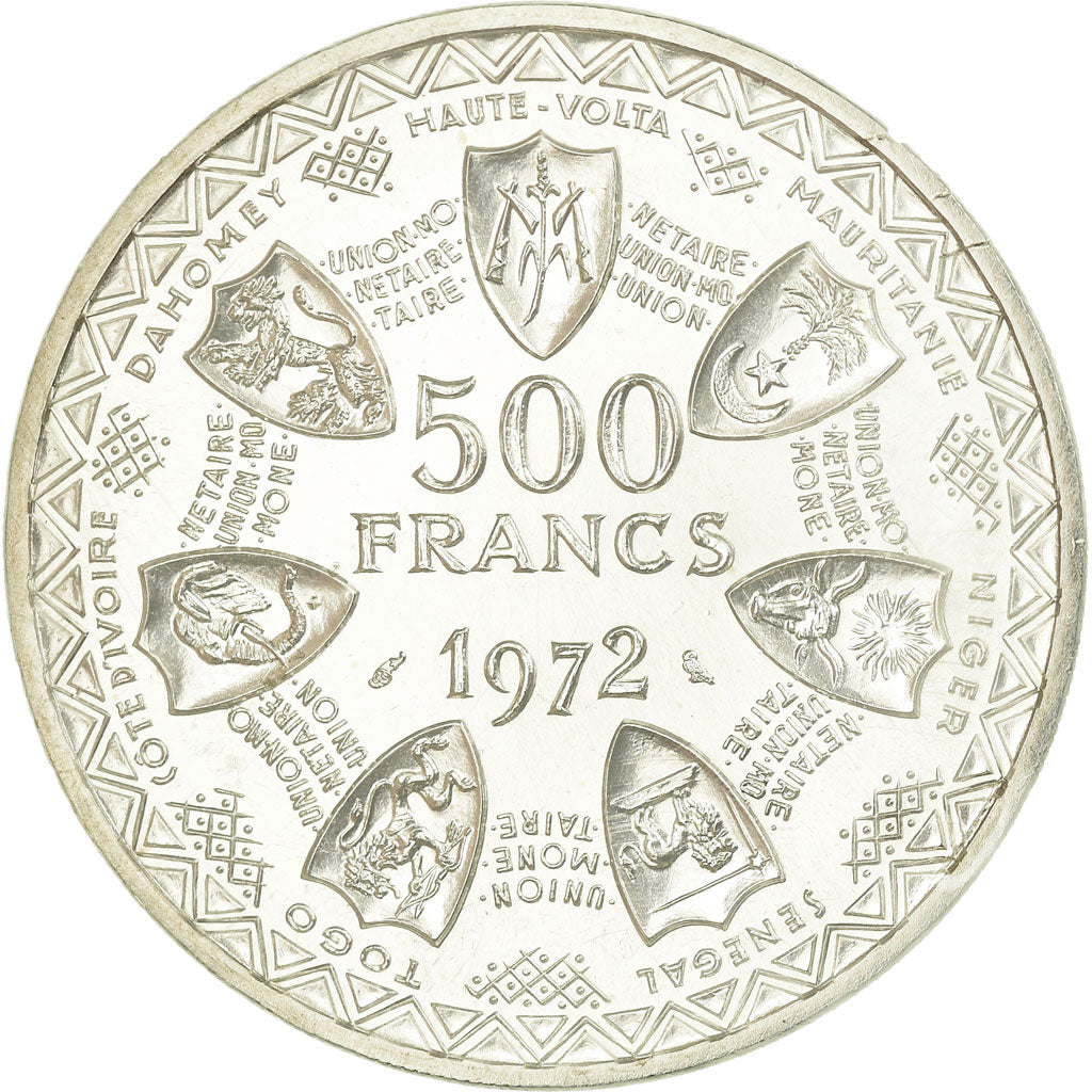 Coin, West African States, 500 Francs, 1972, Paris, Prooflike, MS(63), Silver