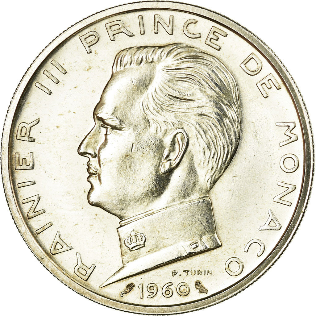 Coin, Monaco, Rainier III, 5 Francs, 1960, Paris, ESSAI, MS(60-62), Silver